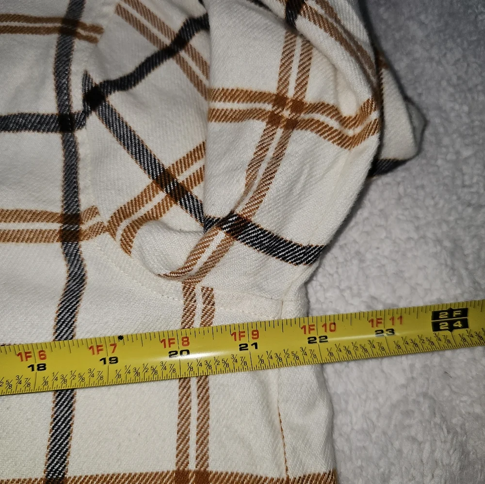 Madewell White and Orange Plaid Button-Down Shirt